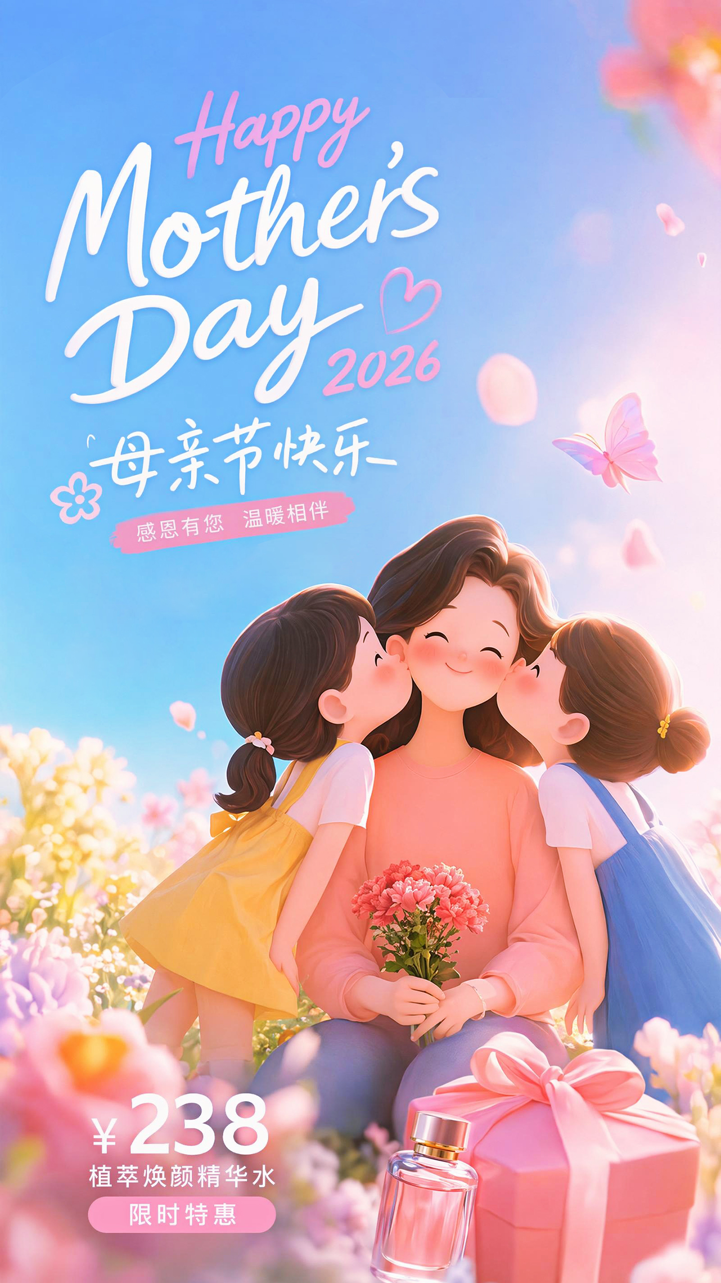 母亲节商品限时特惠促销海报