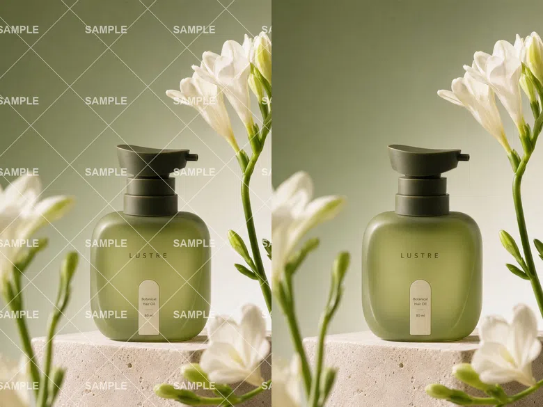 green hair oil product watermark removal comparison-showcase